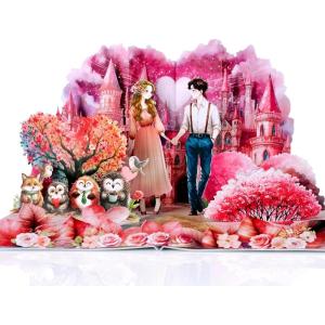 CUTPOPUP Valentine Pop Up Card, Romantic Love, Wedding, Anniversary, Birthday 3D Greeting Cards, Love Boat (Adventure Love Boat).(Love Land-6x8in)
