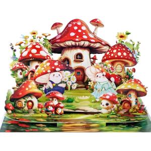 CUTPOPUP Valentine Pop Up Card, Romantic Love, Wedding, Anniversary, Birthday 3D Greeting Cards, Love Boat (Adventure Love Boat).(Mushroom-6x8in)