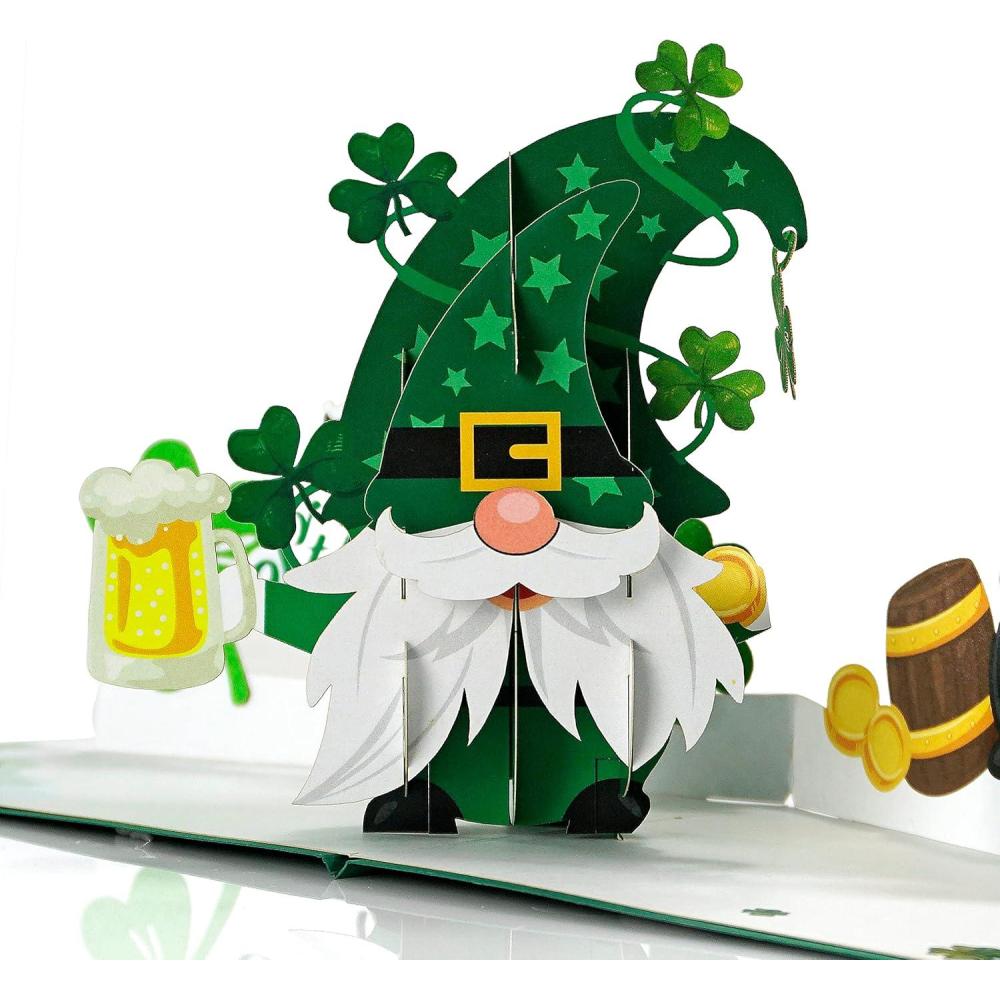 imageCUTPOPUP St Patricks Day Card Pop Up 3D Greeting Card Patrick TreeGnome Patricks Day