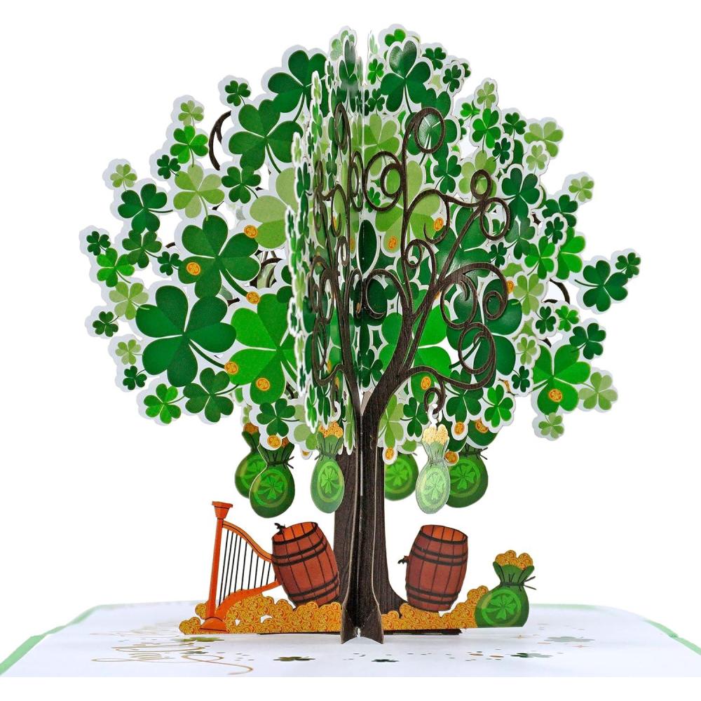 imageCUTPOPUP St Patricks Day Card Pop Up 3D Greeting Card Patrick TreePatricks Day Tree
