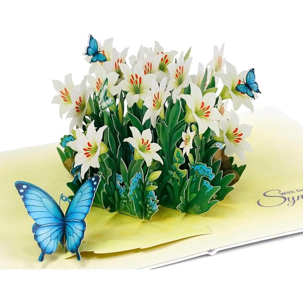 imageCUTPOPUP Sympathy Card with Deespest Sympathy Pop Up Greeting Card Loss of Pet Mom Mother Father Dad Child Grandma Blank Note Cards with Envelope Butterflies Lily SD256US1520