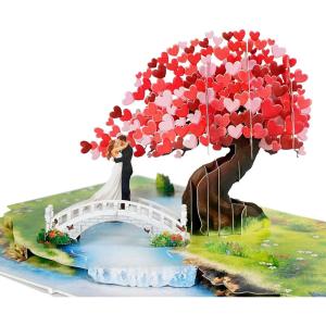CUTPOPUP Anniversary Card Pop Up, 3D Greeting Love Tree Gift for Her, Wife, Girfriend, Daughter (Bridge Couple) LO201US1520