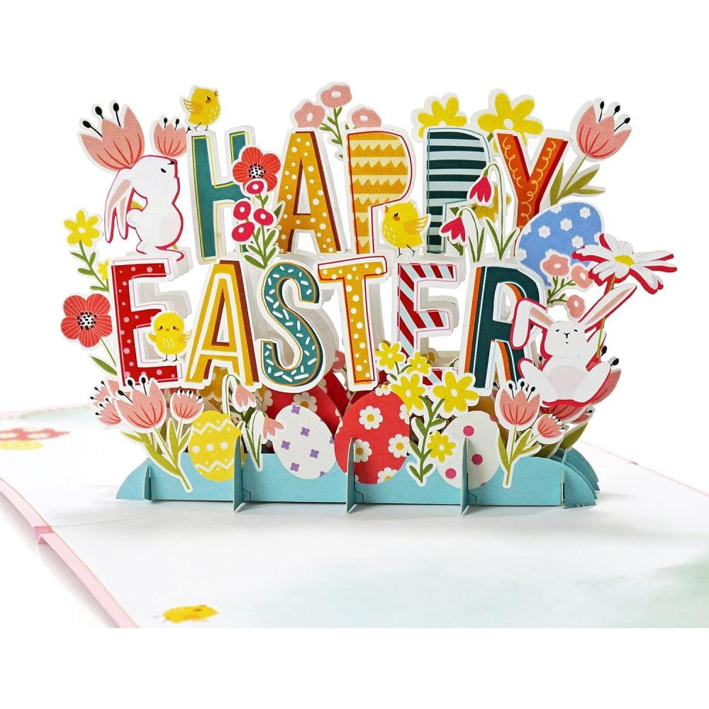imageCUTPOPUP Easter Card Pop Up 3D Greeting Card Happy Easter TextHappy Easter