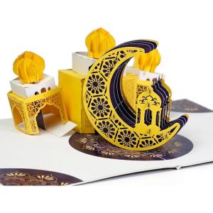CUTPOPUP Ramadan Card Pop Up, 3D Ramadan Kareem, Eid Mubarak, Awesome Holy Month Present, Eid al-Fitr Celebration, Muslim Holiday, with Note and Envelope SD258US1520