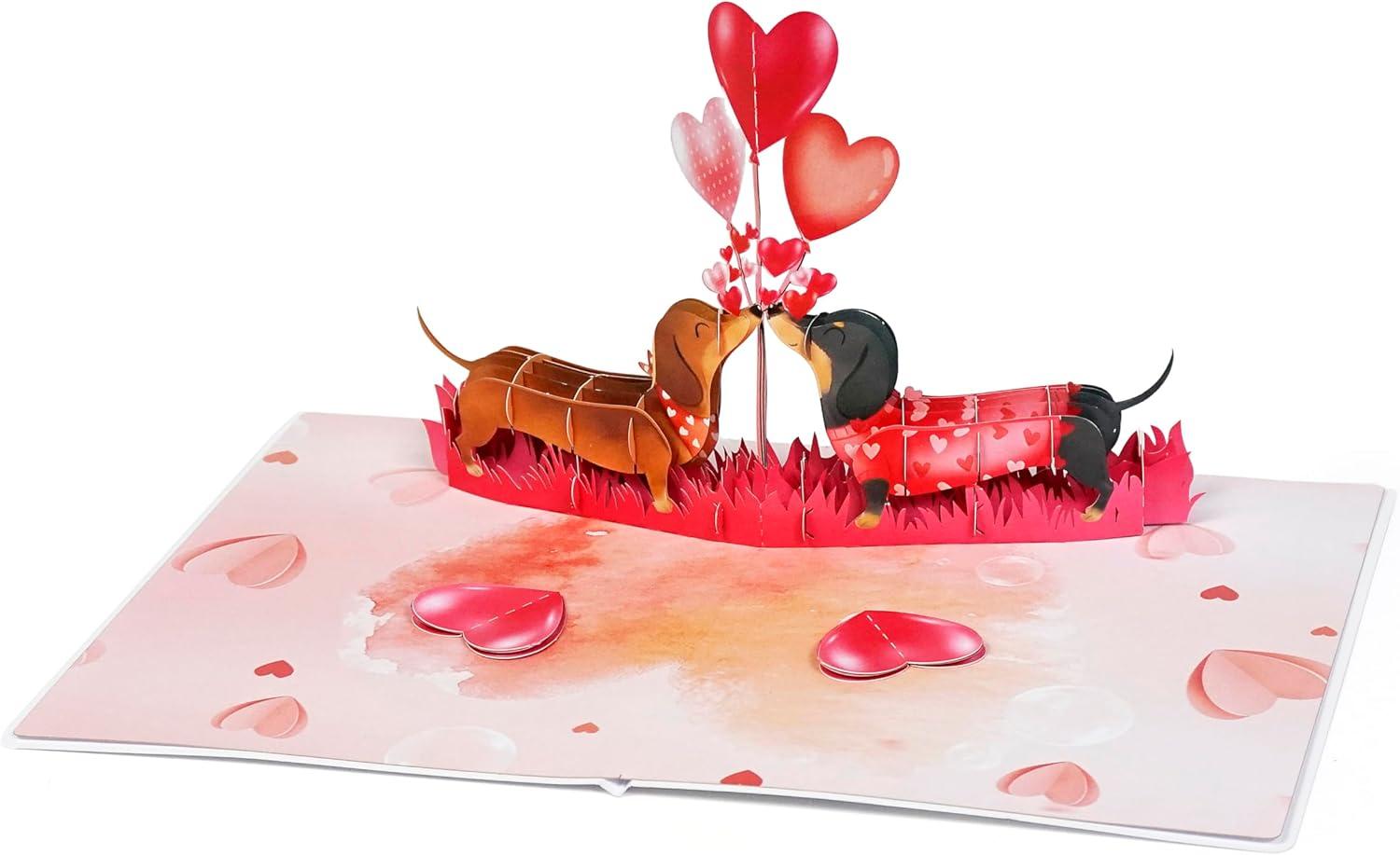 imageCUTPOPUP Anniversary Card Pop Up 3D Greeting Animal Love Gift for Her Wife Girfriend Daughter Dachshund Couple LO203US1520