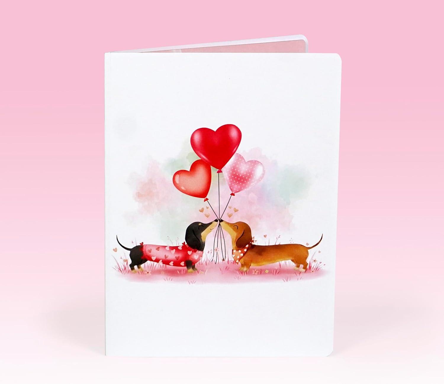 imageCUTPOPUP Anniversary Card Pop Up 3D Greeting Animal Love Gift for Her Wife Girfriend Daughter Dachshund Couple LO203US1520