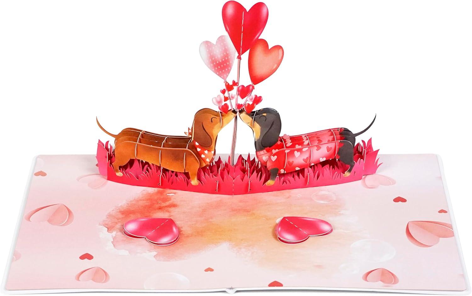 imageCUTPOPUP Anniversary Card Pop Up 3D Greeting Animal Love Gift for Her Wife Girfriend Daughter Dachshund Couple LO203US1520