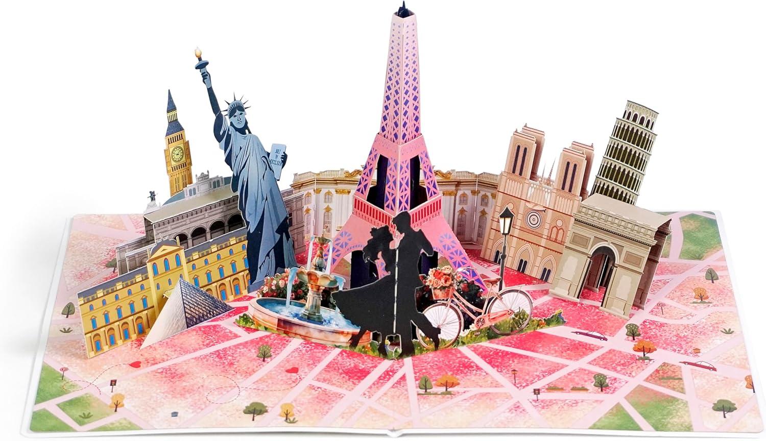 imageCUTPOPUP Anniversary Card Pop Up 3D Greeting Love Tree Gift for Her Wife Girfriend Daughter Eiffel Couple LO202US1520