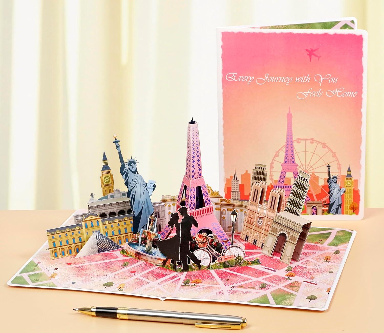 imageCUTPOPUP Anniversary Card Pop Up 3D Greeting Love Tree Gift for Her Wife Girfriend Daughter Eiffel Couple LO202US1520