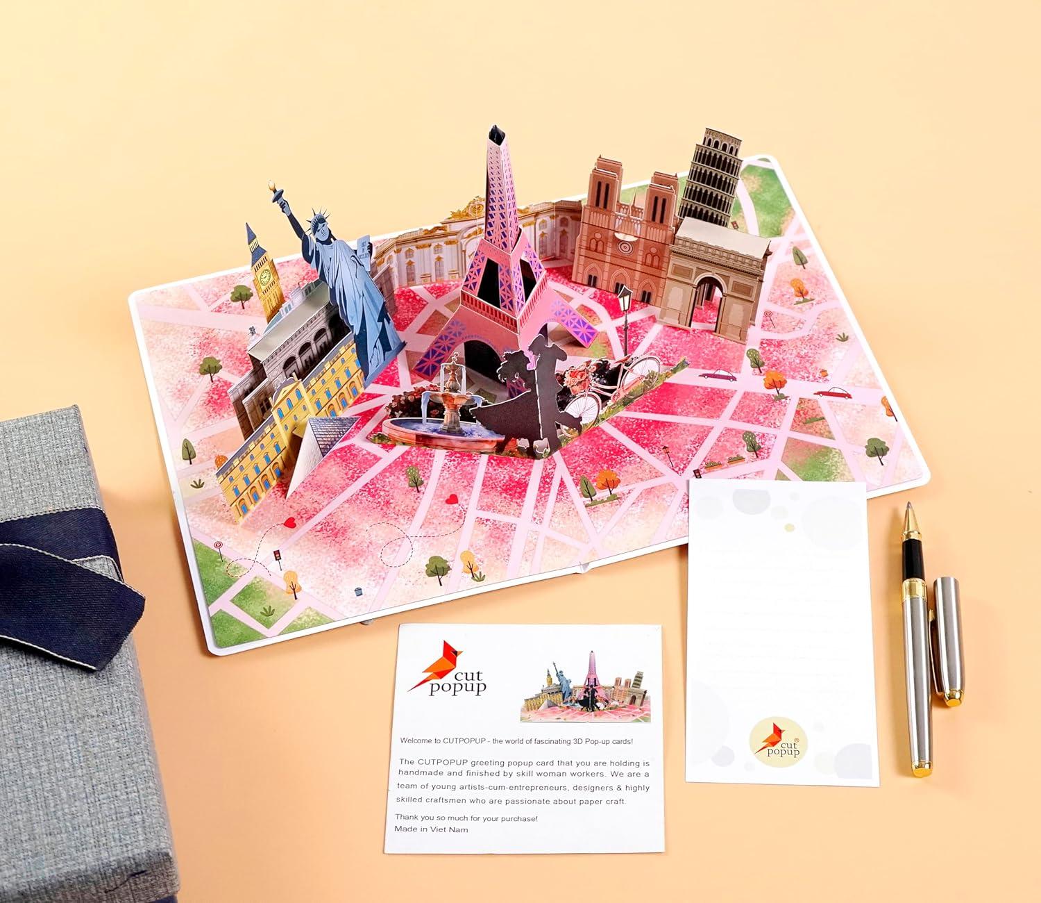 imageCUTPOPUP Anniversary Card Pop Up 3D Greeting Love Tree Gift for Her Wife Girfriend Daughter Eiffel Couple LO202US1520