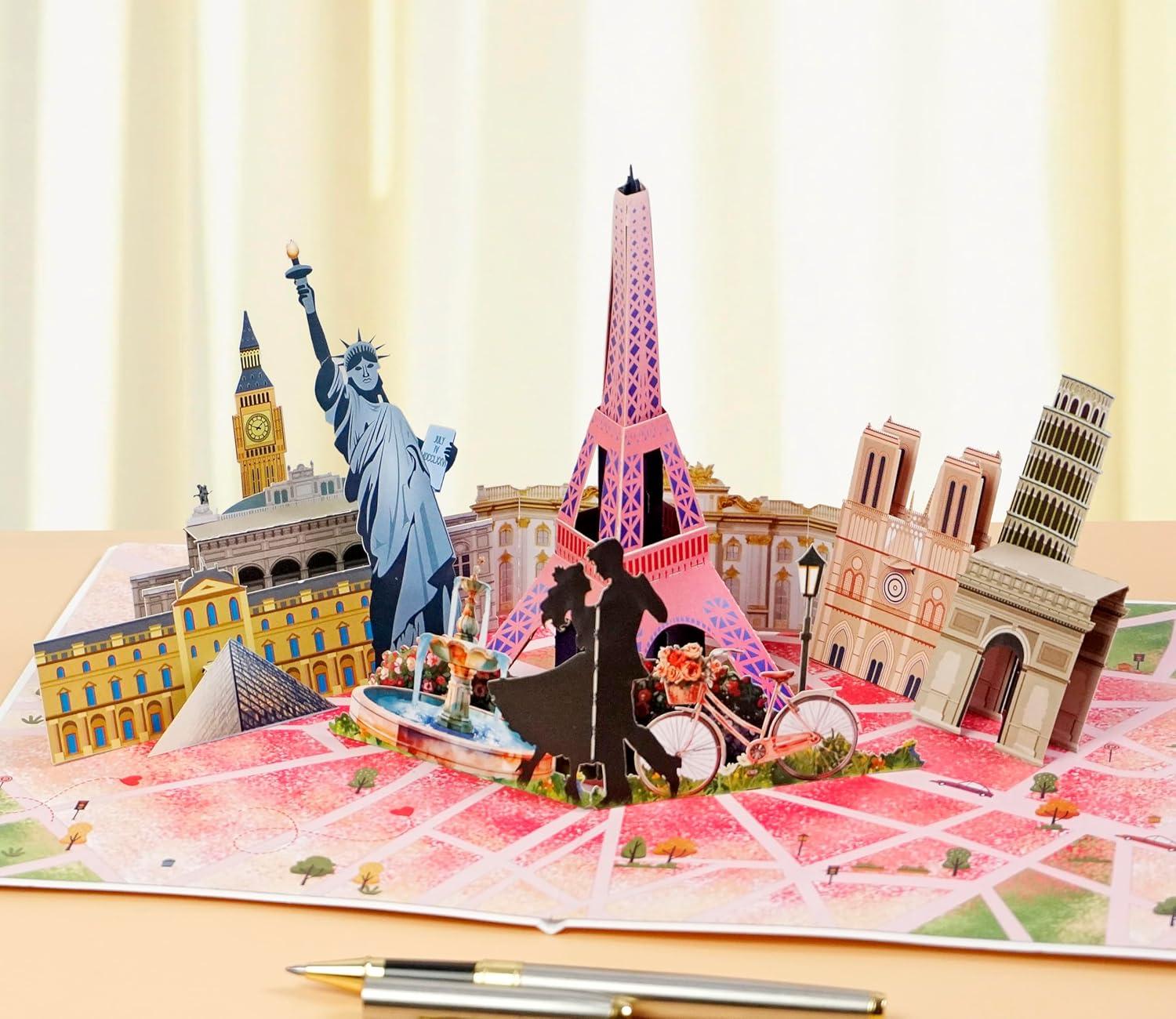 imageCUTPOPUP Anniversary Card Pop Up 3D Greeting Love Tree Gift for Her Wife Girfriend Daughter Eiffel Couple LO202US1520