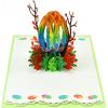 CUTPOPUP Easter Card Pop Up, 3D Greeting Card (Happy Easter Egg – Warm)(Happy Easter with egg)