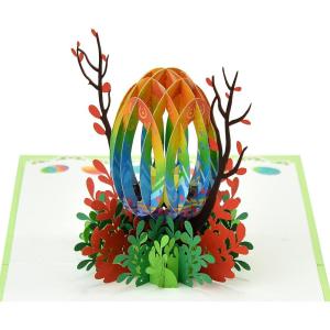 CUTPOPUP Easter Card Pop Up, 3D Greeting Card (Happy Easter Egg – Warm)(Happy Easter with egg)