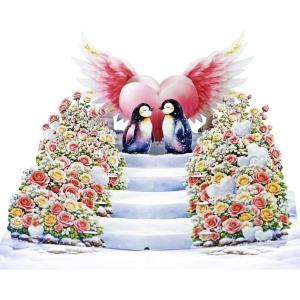 CUTPOPUP Anniversary Card, Pop Up 3D Greeting Love Animal Penguin Gift for Her, Wife, Girfriend (Endless Love Penguins) LO207US