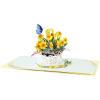 CUT POPUP.COM Mothers Day Card, 3D Pop Up Birthday Paper Art Greeting Card, Father’s Day, Meaningful Gift for Dad, Husband, Grandpa (Hummingbird)(Daffodils Basket-6x6in)