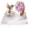 CUT POPUP.COM Mothers Day Card, 3D Pop Up Birthday Paper Art Greeting Card, Father’s Day, Meaningful Gift for Dad, Husband, Grandpa (Hummingbird)(Hummingbird Wisteria-6x8in)