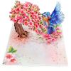 CUT POPUP.COM Mothers Day Card, 3D Pop Up Birthday Paper Art Greeting Card, Father’s Day, Meaningful Gift for Dad, Husband, Grandpa (Hummingbird)(Robin Cherry-6x8in)