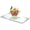 CUT POPUP.COM Mothers Day Card, 3D Pop Up Birthday Paper Art Greeting Card, Father’s Day, Meaningful Gift for Dad, Husband, Grandpa (Hummingbird)(Sunflowers Basket-6x6in)