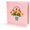 CUT POPUP.COM Mothers Day Card, 3D Pop Up Birthday Paper Art Greeting Card, Father’s Day, Meaningful Gift for Dad, Husband, Grandpa (Hummingbird)(Tulip Basket-6x6in)