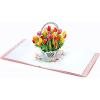 CUT POPUP.COM Mothers Day Card, 3D Pop Up Birthday Paper Art Greeting Card, Father’s Day, Meaningful Gift for Dad, Husband, Grandpa (Hummingbird)(Tulip Basket-6x6in)