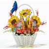 CUT POPUP.COM Mothers Day Card, 3D Pop Up Birthday Paper Art Greeting Card, Father’s Day, Meaningful Gift for Dad, Husband, Grandpa (Hummingbird)(Sunflowers Basket-6x6in)