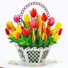 CUT POPUP.COM Mothers Day Card, 3D Pop Up Birthday Paper Art Greeting Card, Father’s Day, Meaningful Gift for Dad, Husband, Grandpa (Hummingbird)(Tulip Basket-6x6in)
