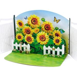 CUT POPUP.COM Mothers Day Card, 3D Pop Up Birthday Paper Art Greeting Card, Father’s Day, Meaningful Gift for Dad, Husband, Grandpa (Hummingbird)(Bloom Sunflower-6x8in)