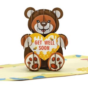 CUTPOPUP Get Well Soon Card Pop Up, Birthday 3D Greeting Card (Teddy Bear)