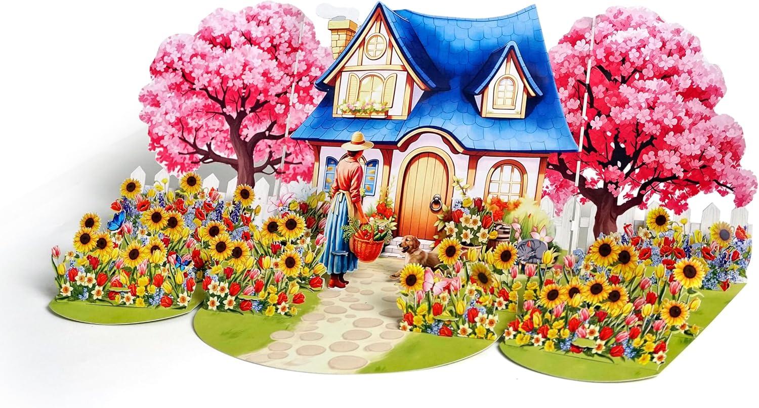 image:imageCUTPOPUP Iris Bouquet Birthday Card Pop Up 85x7 Mothers Day 3D Greeting Paper Flower Card Bouquet of Iris FL202USHome with Mom6x8in