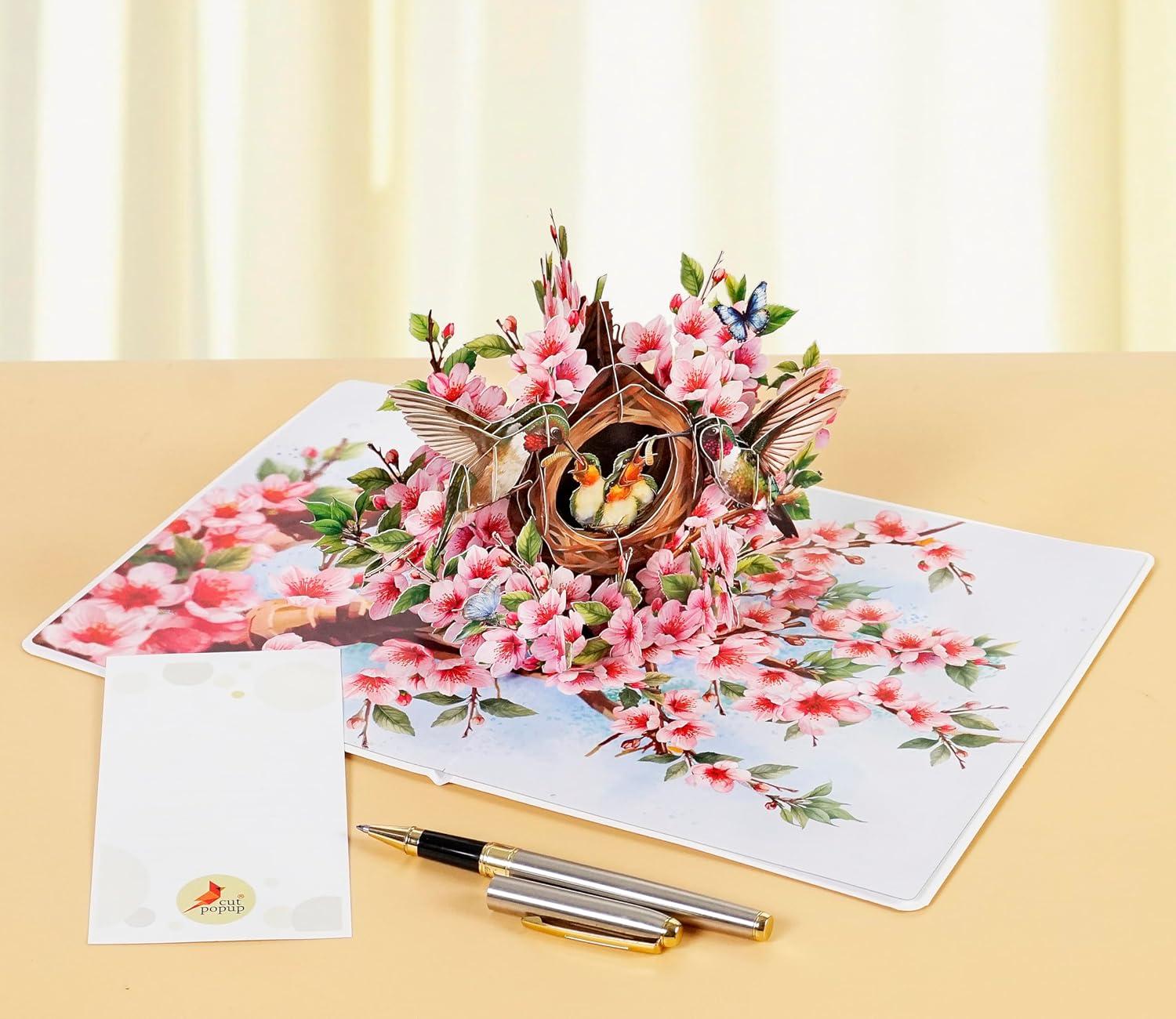 image:imageCUTPOPUP Iris Bouquet Birthday Card Pop Up 85x7 Mothers Day 3D Greeting Paper Flower Card Bouquet of Iris FL202USMother Love Nest Hummingbird6x8in