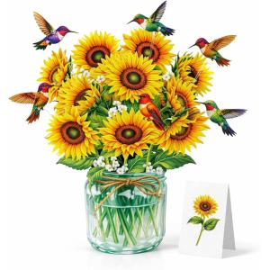 CUTPOPUP Iris Bouquet, Birthday Card Pop Up, 8.5″x7″, Mothers Day, 3D Greeting Paper Flower Card (Bouquet of Iris) FL202US(Hummingbird Bouquet-8.5x7in)