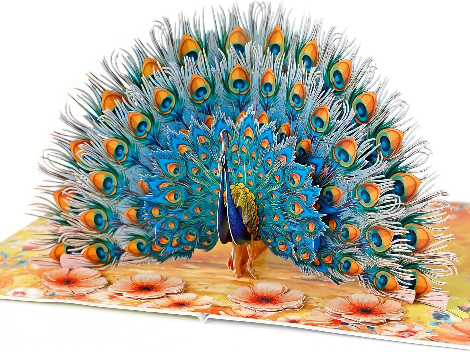 image:imageCUTPOPUP Birthday Card for Women Mothers Day Card Pop Up 3D Birthday Greeting Gift for Mom Grandma Women Mother Queen AN181USBlue Peacock6x8in
