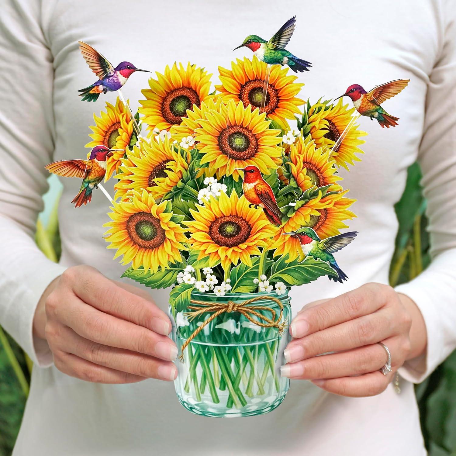 image:imageCUTPOPUP Birthday Card for Women Mothers Day Card Pop Up 3D Birthday Greeting Gift for Mom Grandma Women Mother Queen AN181USHummingbird Bouquet85x7in