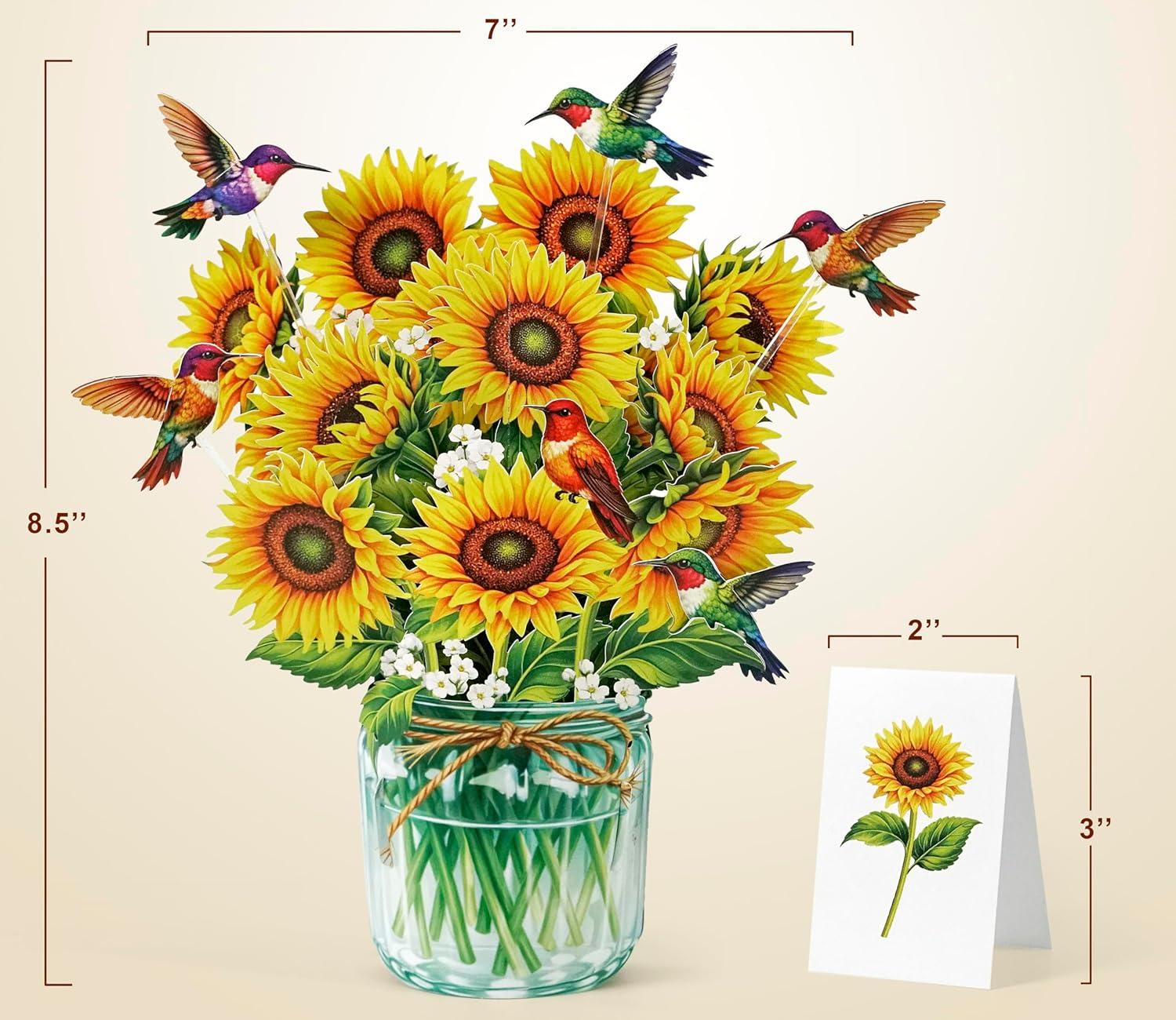 image:imageCUTPOPUP Birthday Card for Women Mothers Day Card Pop Up 3D Birthday Greeting Gift for Mom Grandma Women Mother Queen AN181USHummingbird Bouquet85x7in