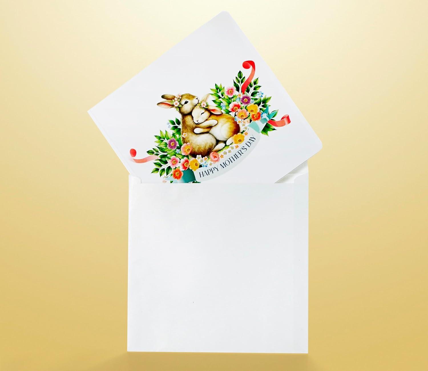 image:imageCUTPOPUP Birthday Card for Women Mothers Day Card Pop Up 3D Birthday Greeting Gift for Mom Grandma Women Mother Queen AN181USRabbit Mama6x8in