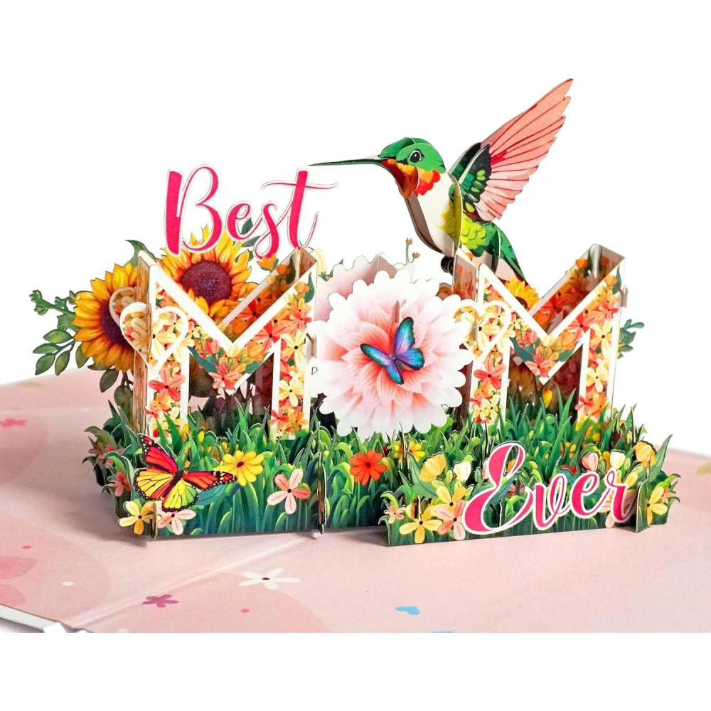 image:imageCUTPOPUP Birthday Card for Women Mothers Day Card Pop Up 3D Birthday Greeting Gift for Mom Grandma Women Mother Queen AN181USBestmomever Hummingbird6x8in