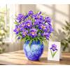 CUTPOPUP Birthday Card for Women, Mothers Day Card Pop Up, 3D Birthday Greeting Gift for Mom, Grandma, Women (Mother Queen) AN181US(Iris Flower Bouquet-8.5x7in)