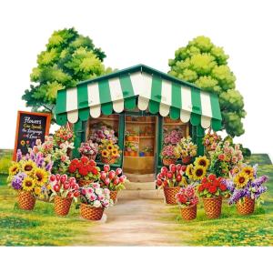 CUTPOPUP Birthday Card for Women, Mothers Day Card Pop Up, 3D Birthday Greeting Gift for Mom, Grandma, Women (Mother Queen) AN181US(Flower Shop -6x8in)