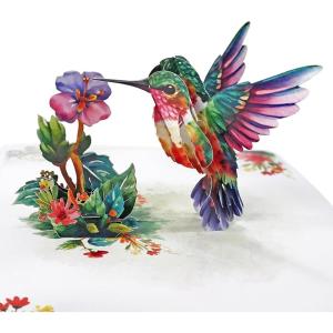 CUTPOPUP Birthday Card for Women, Mothers Day Card Pop Up, 3D Birthday Greeting Gift for Mom, Grandma, Women (Mother Queen) AN181US(Hummingbird Purple Flower-6x8in)