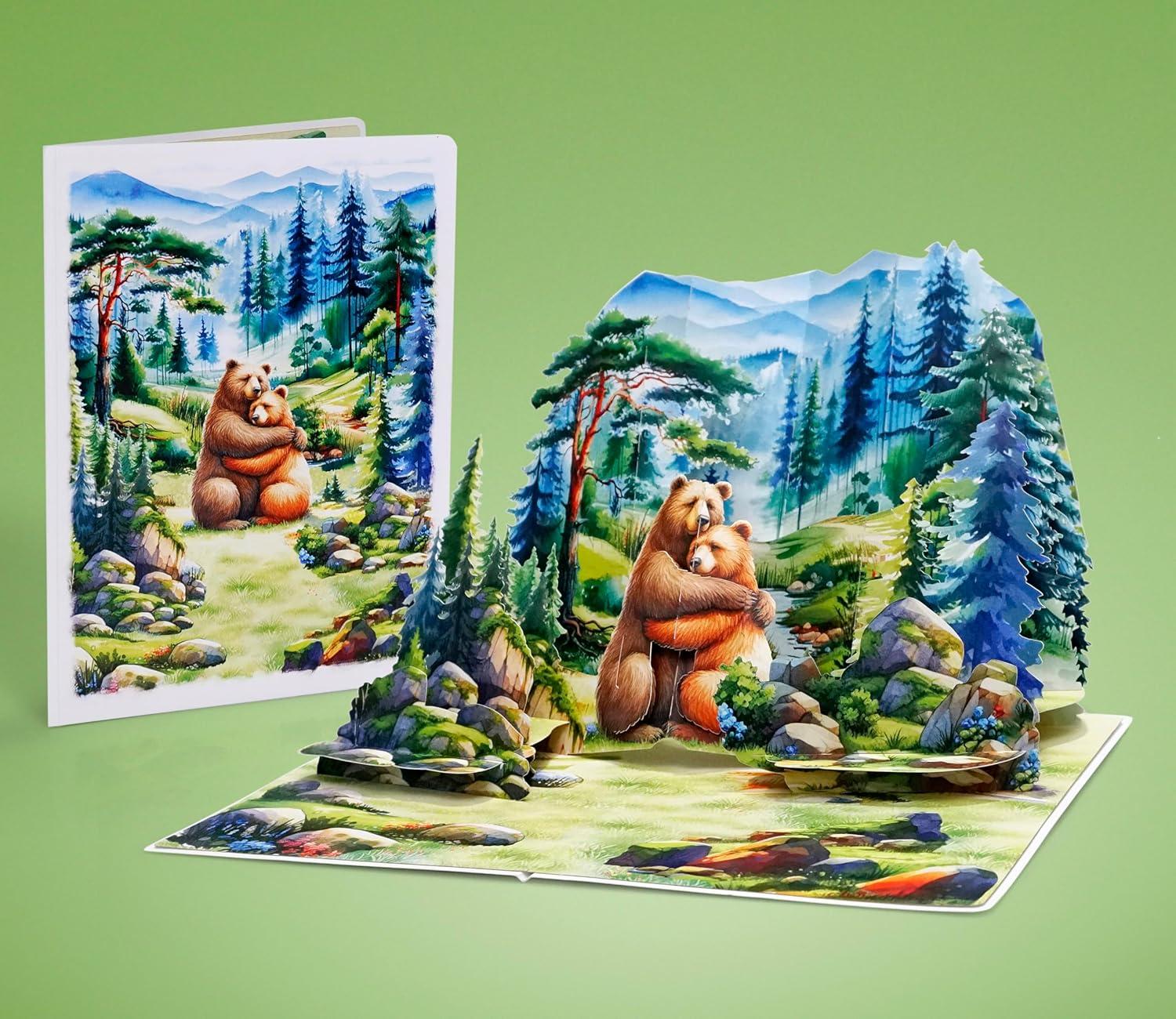 image:imageCUTPOPUP Fathers Day Card 3D Pop Up Paper Art Greeting Card Meaningful Gift for Dad Husband Grandpa Call No1 Dad SD282USBear Couple6x8in