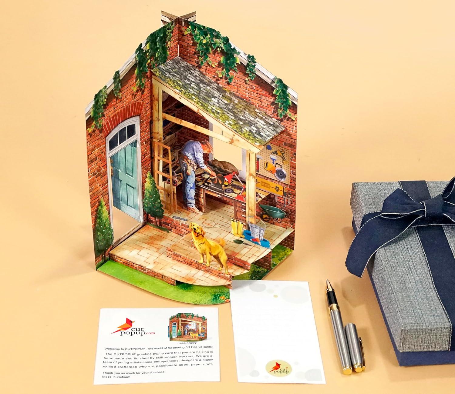 image:imageCUTPOPUP Fathers Day Card 3D Pop Up Paper Art Greeting Card Meaningful Gift for Dad Husband Grandpa Call No1 Dad SD282USMr Fix It6x8in