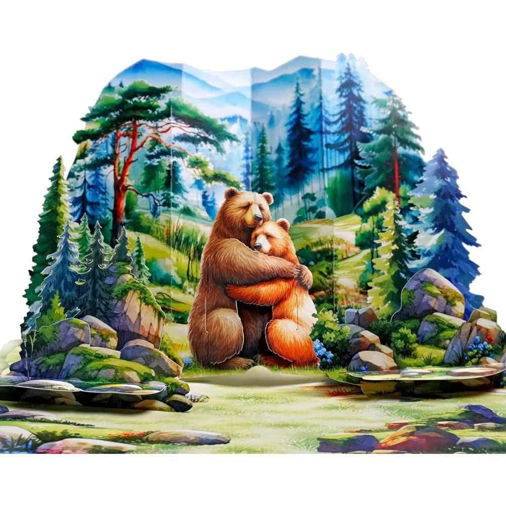 image:imageCUTPOPUP Fathers Day Card 3D Pop Up Paper Art Greeting Card Meaningful Gift for Dad Husband Grandpa Call No1 Dad SD282USBear Couple6x8in