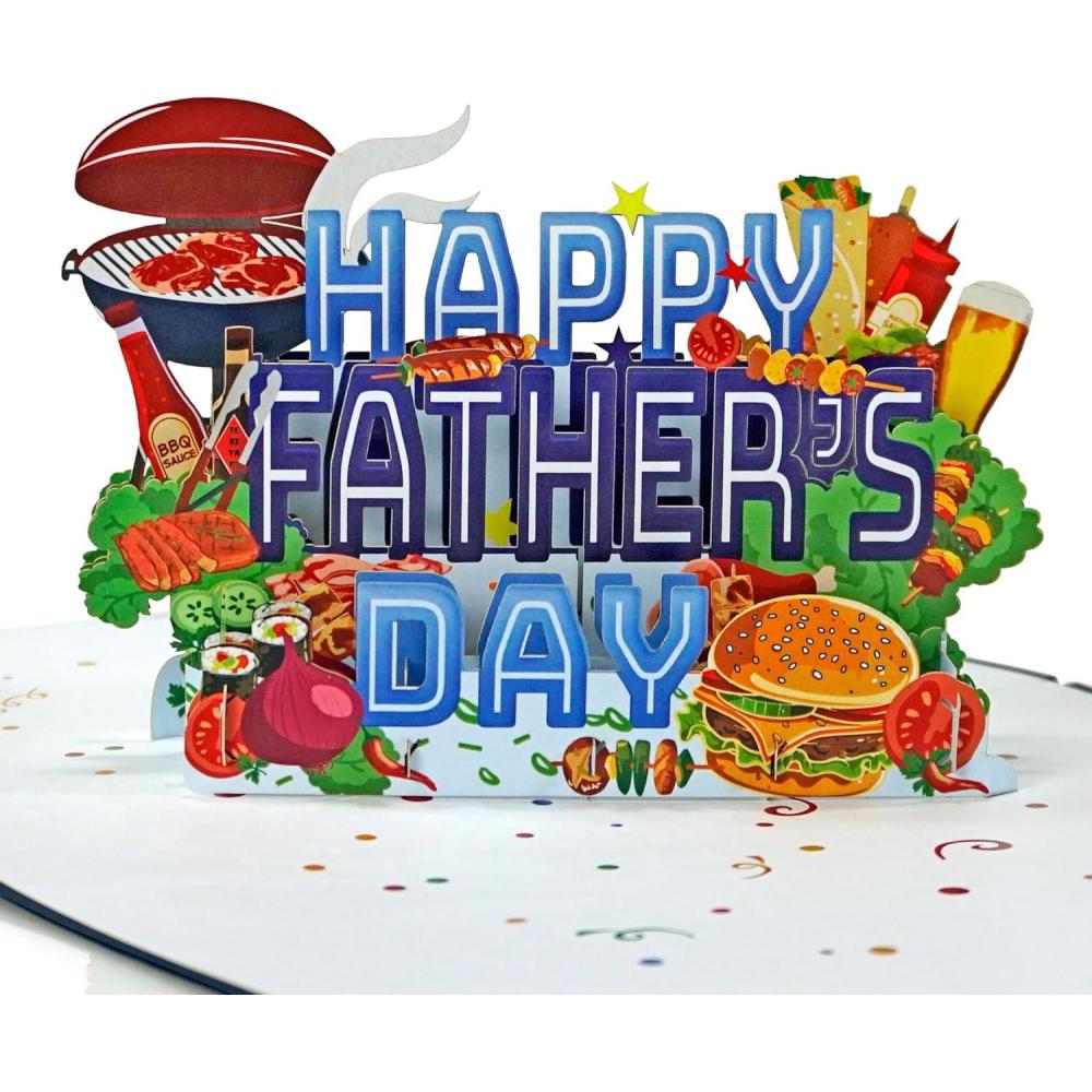 image:imageCUTPOPUP Fathers Day Card 3D Pop Up Paper Art Greeting Card Meaningful Gift for Dad Husband Grandpa Call No1 Dad SD282USHappy Fathers Day BBQ6x8in