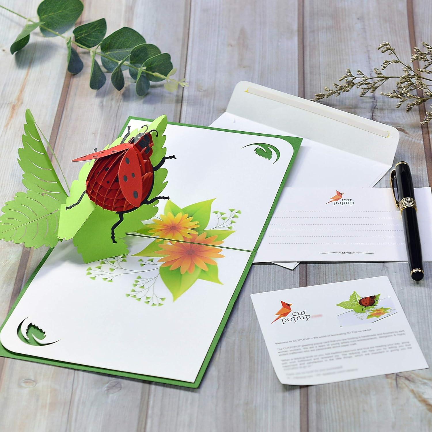 image:imageCUTPOPUP Ladybug Card Pop Up 3d Birthday Card Pop Up For Grandma Mom Mother In Law Daughter Great On Birthday Mothers Day Christmas New YearLadybug Pop Up Card